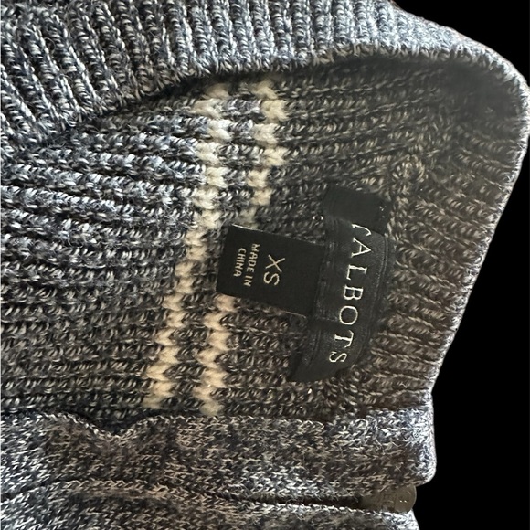 Talbots Gray and White Crewneck Sweater Striped Knit - Picture 3 of 4